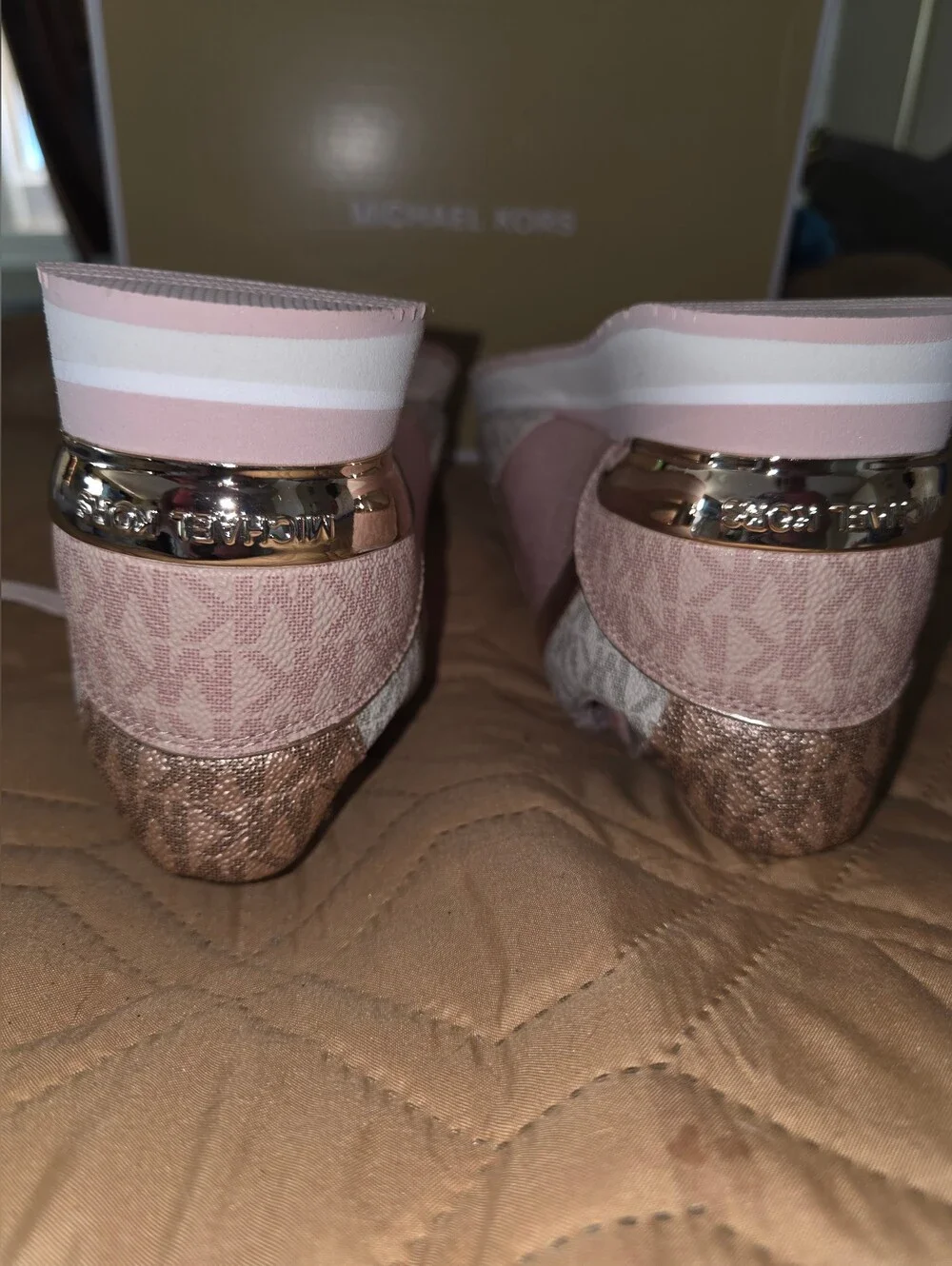Michael Kors Pink and Rose Gold Logo Runner Sneakers